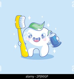 Tooth and toothbrush cartoon design Stock Vector