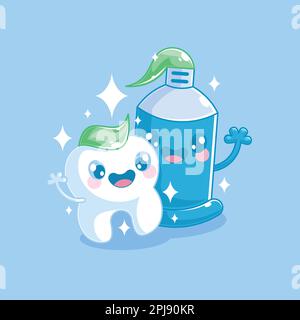 Tooth and toothpaste cartoon design Stock Vector