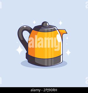 Electric water kettle cartoon design Stock Vector