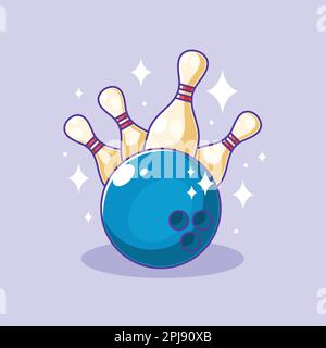 Bowling strike poster sport scene cartoon Stock Vector