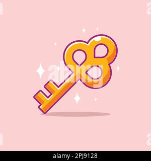 Golden key security access cartoon Stock Vector