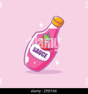 Sauce bottle packaging cartoon design Stock Vector