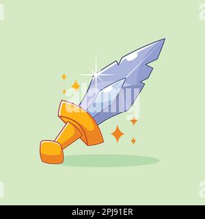 Cartoon-style sword design on green background Stock Vector