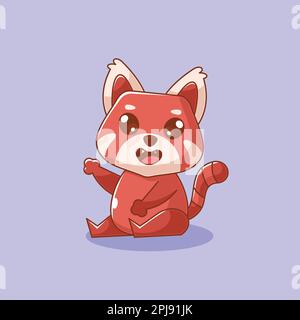 Red panda waving his hand Stock Vector