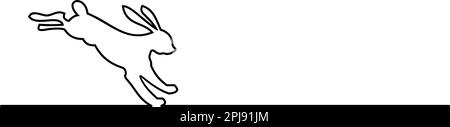 Englisch: Easter Bunny jumping vector in Black. Isolated background. Easter Symbol Ornament. Stock Vector