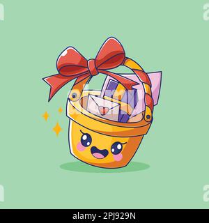Surprise white gift box with red ribbon Stock Vector
