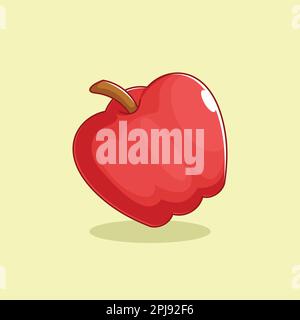 Cartoon style apple design on yellow background Stock Vector