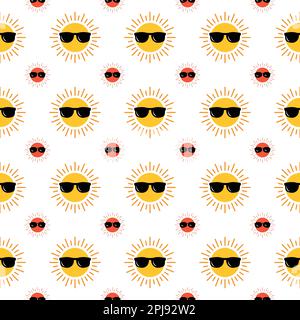 Sun seamless pattern. Colorful sun seamless pattern. Seamless pattern Stock Vector