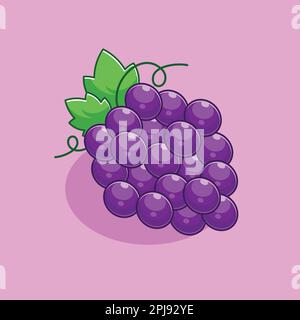 Cartoon style grapes designed on a pink background Stock Vector
