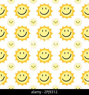 Sun seamless pattern. Colorful sun seamless pattern. Seamless pattern Stock Vector