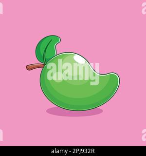 Cartoon-style mango designed on a pink background Stock Vector