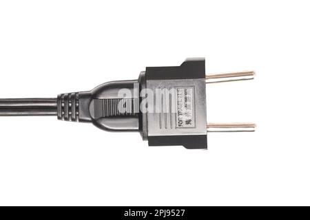 US power plug with cable isolated on white background. Stock Photo