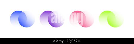 Transparent graphic design element, abstract circles. Connected round shapes for corporate identity. Company logo. Abstract transparent symbol of conn Stock Vector