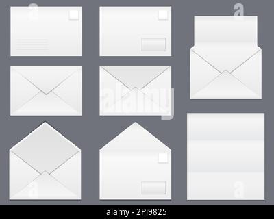 Envelopes and blank white paper, vector eps10 illustration Stock Vector