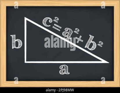 Pythagoras' theorem on blackboard, vector eps10 illustration Stock Vector