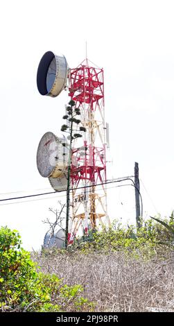 Telecommunication antennas on top of the mountain in El Hierro, Santa Cruz de Tenerife, Canary Islands, Spain, Europe Stock Photo