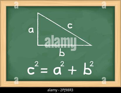 Pythagoras' theorem on blackboard, vector eps10 illustration Stock Vector