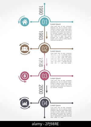 Vertical timeline infographics template with four arrows, vector eps10 ...