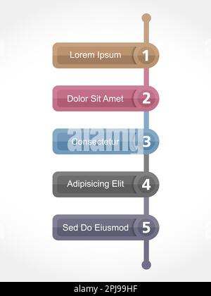 Vertical timeline infographics template with five arrows, vector eps10 ...