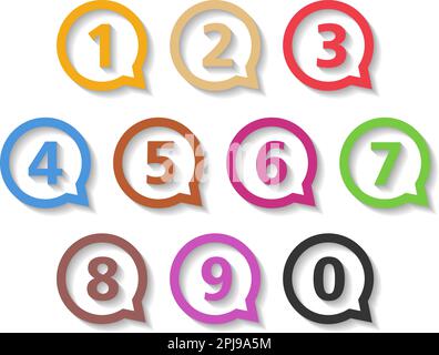 Colored numbers in round speech bubbles, flat design, vector eps10 illustration Stock Vector