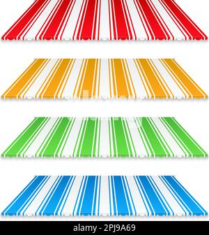 Set of colored awnings on white background, vector eps10 illustration Stock Vector