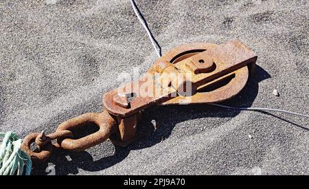 Curriola or pulley to hold on the volcanic sand Stock Photo