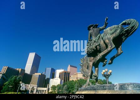 Denver Colorado Bucking Bronco Statue Cowboy by Alexander Procter in ...