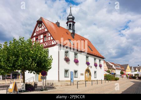 Pegnitz: square Marktplatz, Old Town Hall (half-timbered house) in Oberfranken, Upper Franconia, Bayern, Bavaria, Germany Stock Photo