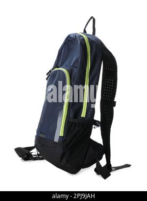 Stylish new black backpack isolated on white Stock Photo
