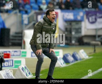 Karlsruhe, Germany. 01st Apr, 2023. Soccer: 2nd Bundesliga, Matchday 26, Karlsruher SC - Eintracht Braunschweig at BBBank Wildpark. Coach Christian Eichner from Karlsruhe gives instructions to his team. Credit: Hasan Bratic/dpa - IMPORTANT NOTE: In accordance with the requirements of the DFL Deutsche Fußball Liga and the DFB Deutscher Fußball-Bund, it is prohibited to use or have used photographs taken in the stadium and/or of the match in the form of sequence pictures and/or video-like photo series./dpa/Alamy Live News Stock Photo