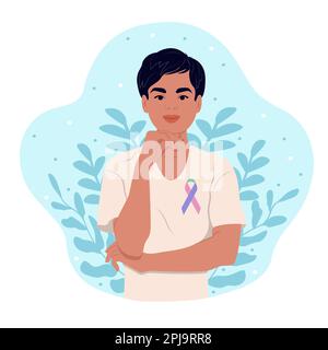 World thyroid day. Thyroid awareness ribbon. World thyroid day. African-American woman and symbol of women's health. January is thyroid awareness mont Stock Photo