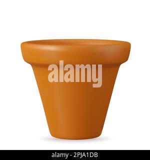 3d realistic brown ceramic flower pots Stock Vector