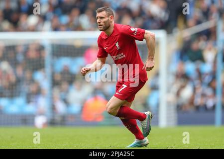 James Milner #7 of Liverpool during the Premier League match Manchester City vs Liverpool at Etihad Stadium, Manchester, United Kingdom, 1st April 2023  (Photo by Gareth Evans/News Images) Stock Photo