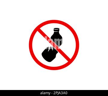 Prohibition sign and symbol, do not litter and don't throw away plastic, graphic design. Prohibited symbol, prohibited mark and forbidden sign Stock Vector