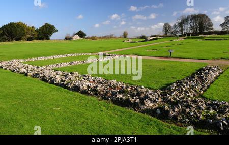 The ruins of Old Sarum cathedral, at Salisbury, Wiltshire. Stock Photo