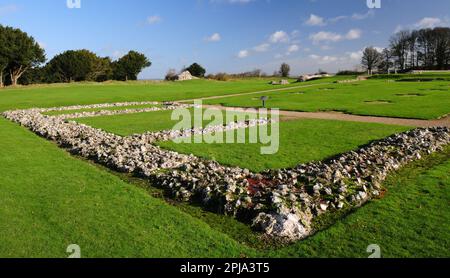 The ruins of Old Sarum cathedral, at Salisbury, Wiltshire. Stock Photo