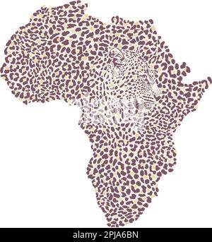 Map of Africa with a leopard pattern on the background Stock Vector