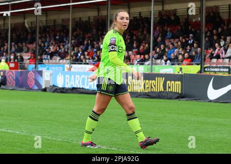 Crawley, UK. 01st Apr, 2023. Broadfield Stadium, Crawley, UK, April 01, 2023 Captain Katie Zelem (10, Manchester United) during a WSL game on 01 April, 2023, between Brighton & Hove Albion and Manchester United at the Broadfield Stadium, Crawley, UK (Bettina Weissensteiner/SPP) Credit: SPP Sport Press Photo. /Alamy Live News Stock Photo