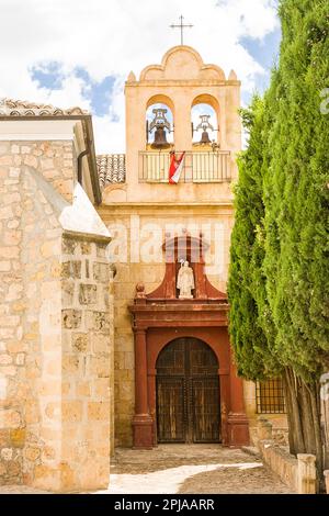 Entrance door of the main church in the small town of El Toboso (Spain) Stock Photo