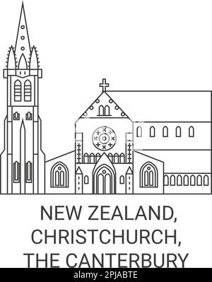New Zealand, Christchurch, The Canterbury Provincial Council Building travel landmark vector illustration Stock Vector