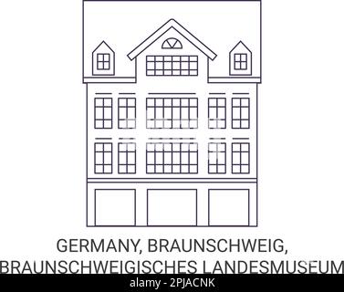 Germany, Braunschweig, Braunschweigisches Landesmuseum travel landmark vector illustration Stock Vector