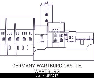 Germany, Wartburg Castle, Wartburg travel landmark vector illustration Stock Vector
