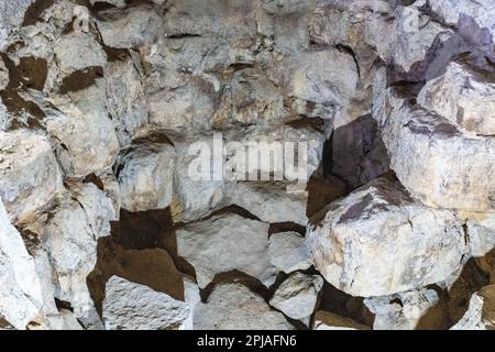 Rocks inside the empty main chamber of the Red Pyramid at the necropolis of Dahshur in Egypt Stock Photo