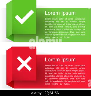 Banners with check and cross symbols, vector eps10 illustration Stock Vector
