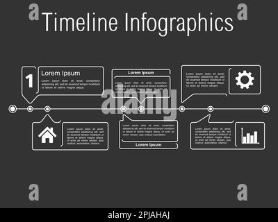 Timeline infographics with line speech bubbles, vector eps10 illustration Stock Vector