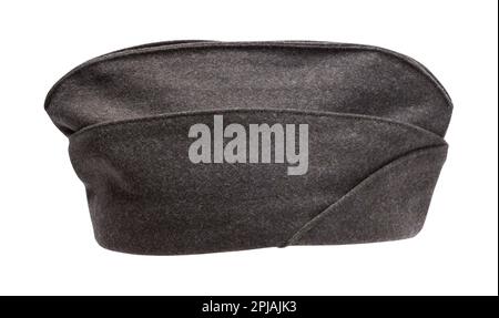 Wool Army Hat Side View Cut Out on White. Stock Photo