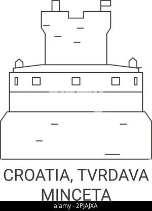 Croatia, Tvrdava Minceta travel landmark vector illustration Stock Vector