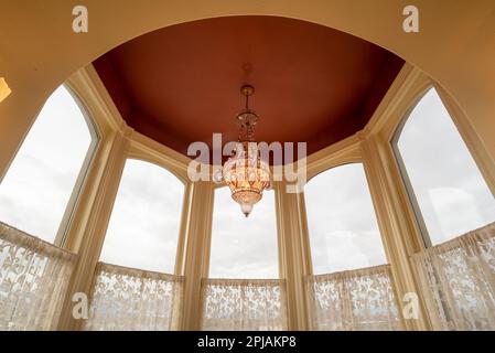 Chandelier in in the Cupola Suite in the historic Geiser Grand Hotel in Baker City, Oregon. Stock Photo