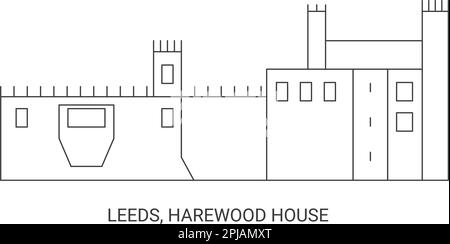 Uk, Leeds, Harewood House, travel landmark vector illustration Stock Vector