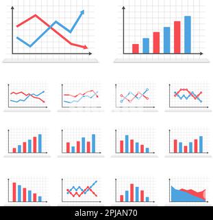 Set of different graphs on white background, vector eps10 illustration Stock Vector